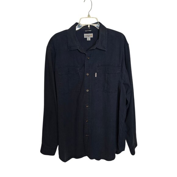 Carhartt Men's Navy Button-Up Work Shirt - Size XL - Picture 1 of 9